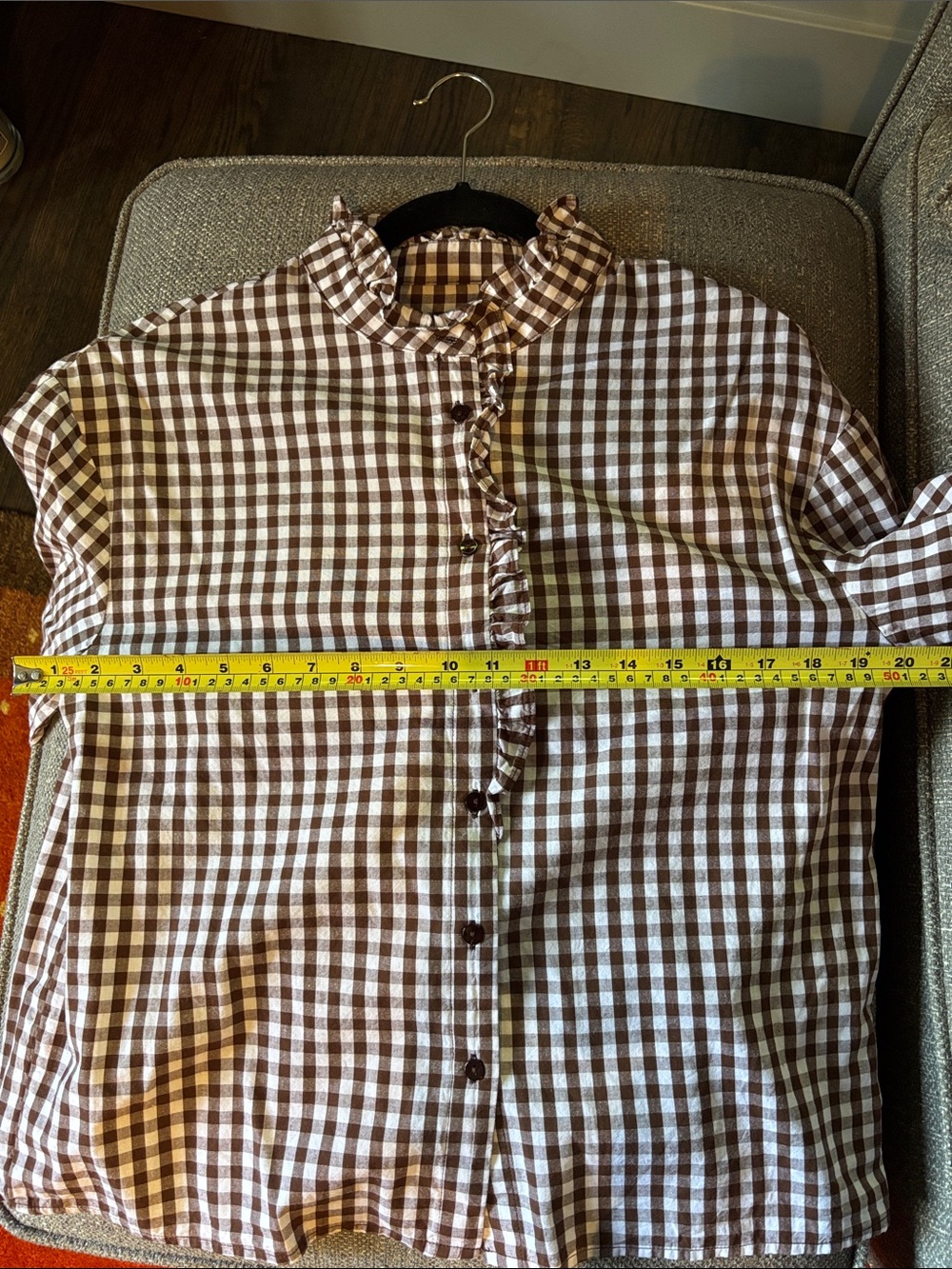 White and brown plaid blouse, NWOT - Picture 5 of 6